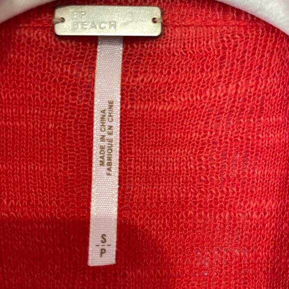 Free People Beach Sheer Button-Down Top | Red Orange | Small - Picture 2 of 7